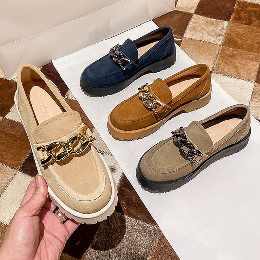 Women's Leather Slip-on Platform Loafers