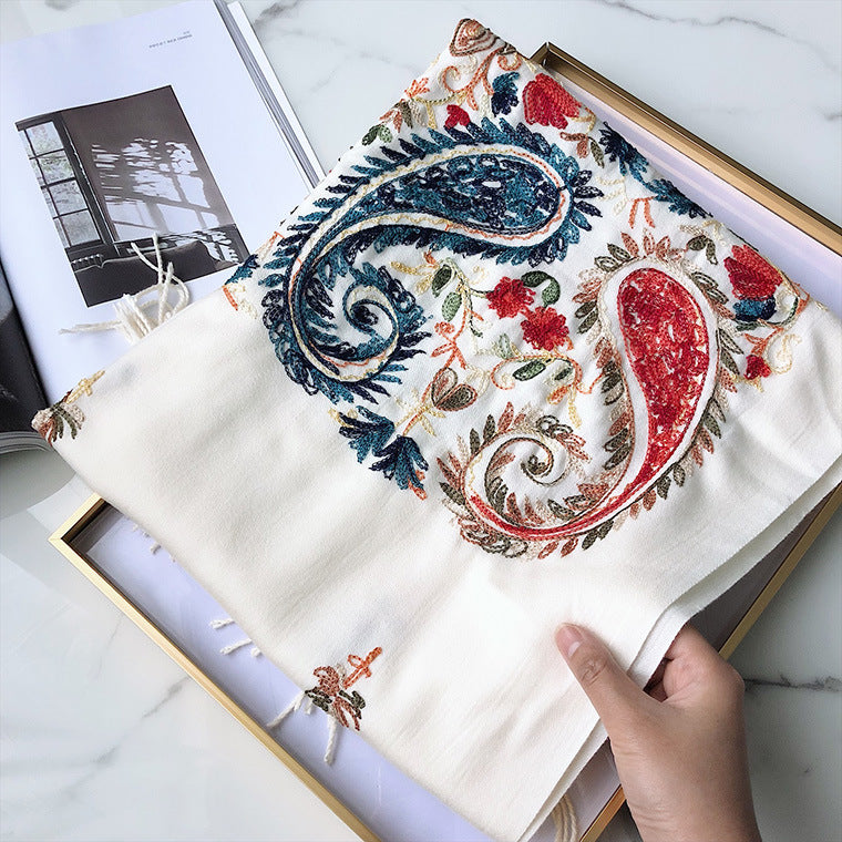 Fashion Embroidered Shawl Warm Thick Women