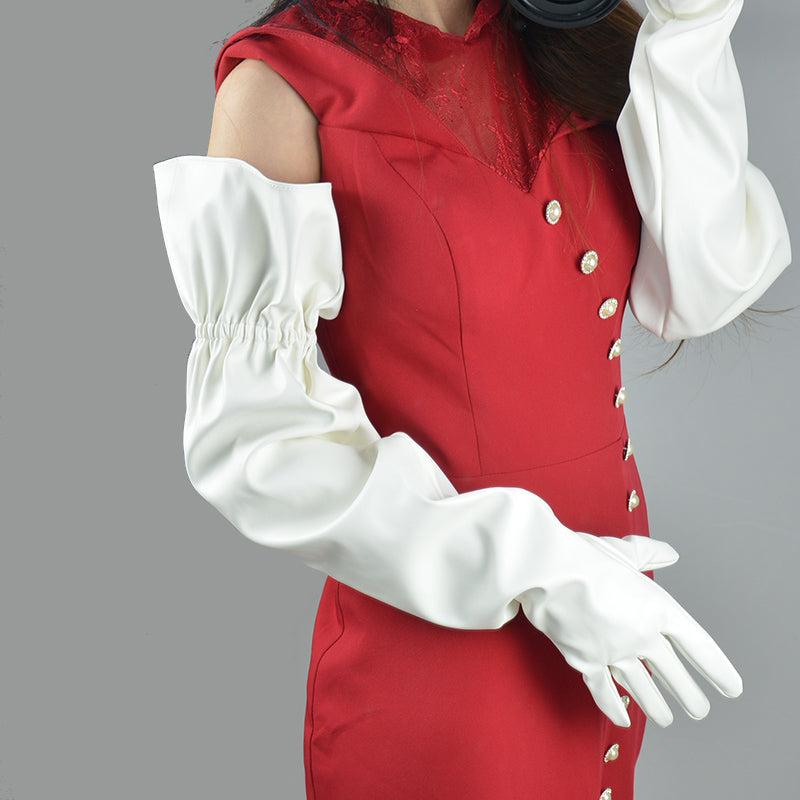 Large Sleeve Loose Long Leather Elastic Belt Gloves