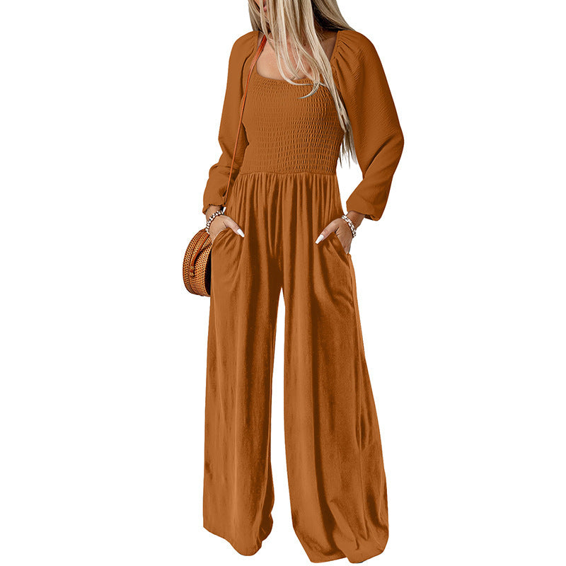 New Solid Color Wide Leg Trousers Women's European And American Thin Simple