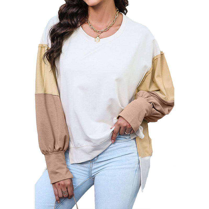 Ladies New Color Matching Long-sleeved Sweater