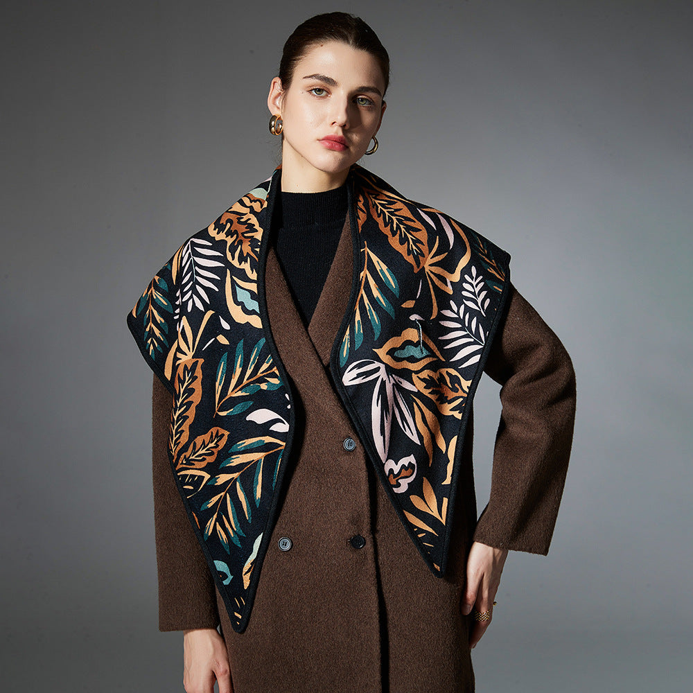European And American Autumn And Winter Paisley Leaves Jacquard Triangle Shawl Scarf