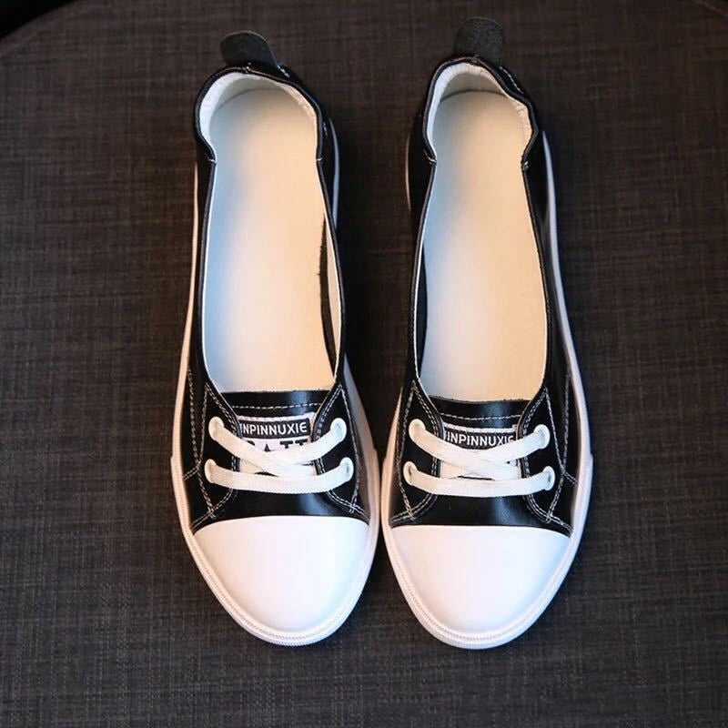 Leather White Shoes Women's Low-cut Flat Casual Shoes