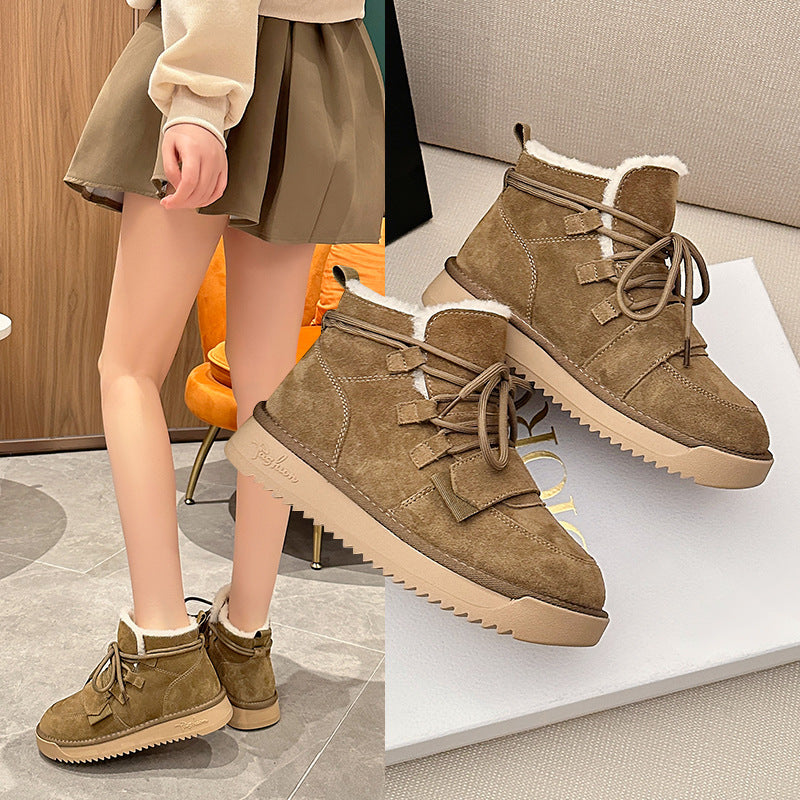 Thickening Students Warm Thick Sole Increase Cotton Shoes  Add Velvet
