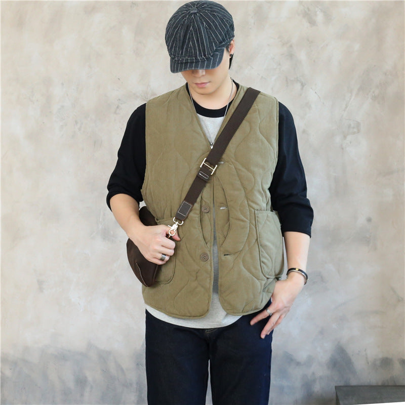 Winter Collarless Quilted Cotton-padded Jacket Vest Quilted