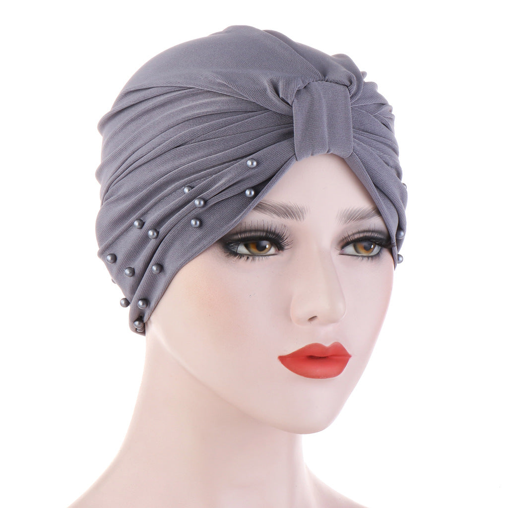 Beaded Tam-o'-shanter Muslim Solid Color Women's Base Small Hat
