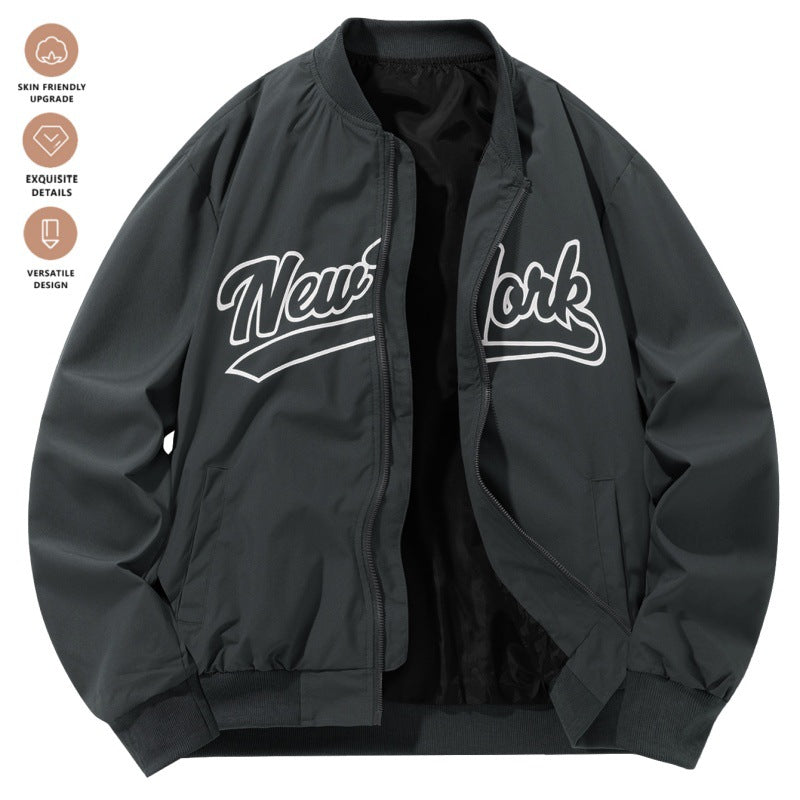 Baseball Uniform Retro Stand Collar Top Easy Matching Coat