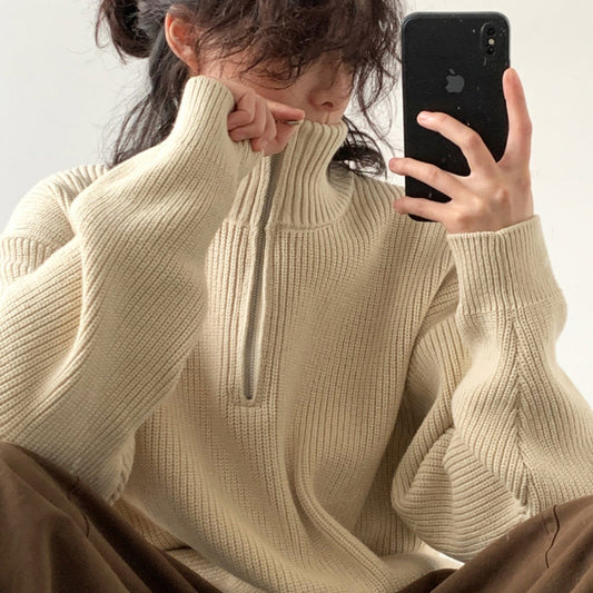 Winter Style Retro Half High Neck Sweater