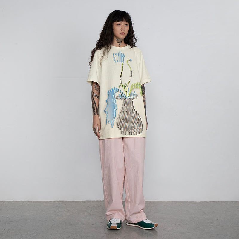 Women's Fashion Short Sleeve Digital Vase T-Shirt