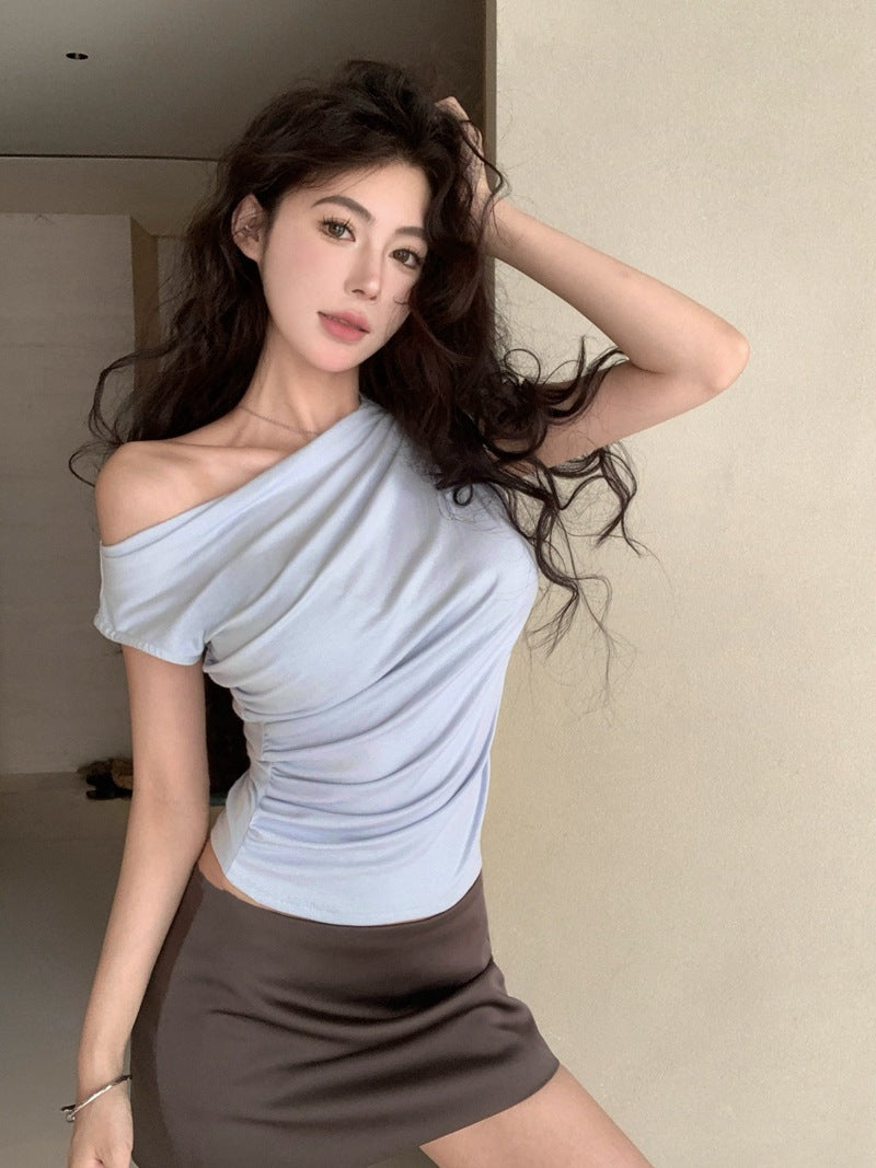 Hot Girl Style Irregular Pleated Slim Sleeveless Vest