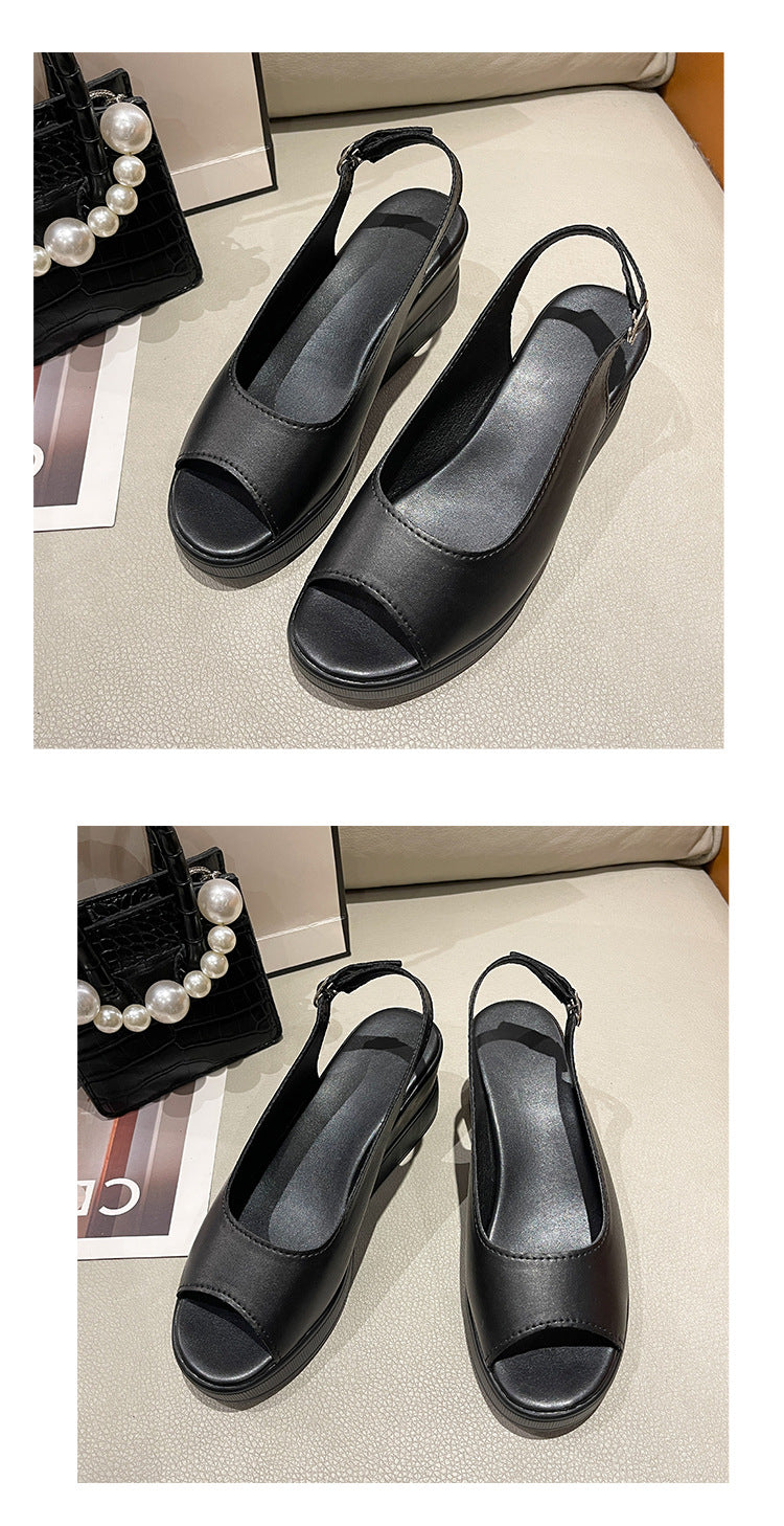 Women's Fashion Wedge Buckle Height Increasing Sandals