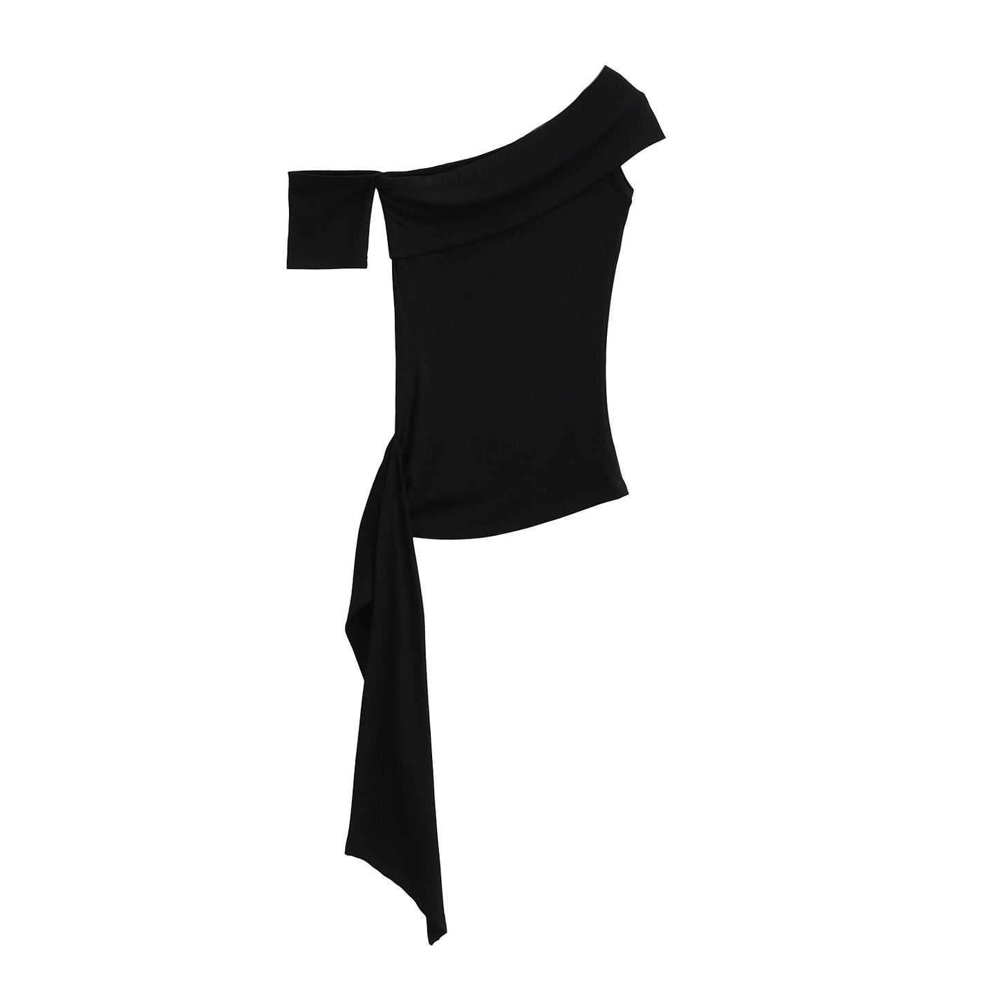 Pure Desire Ribbon Off-shoulder Tube Women's Elastic Slim-fit Asymmetric Top