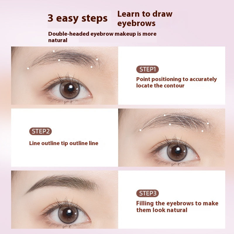 Fine Double-headed Eyebrow Pencil Women's Waterproof Sweat-proof Natural Long Lasting
