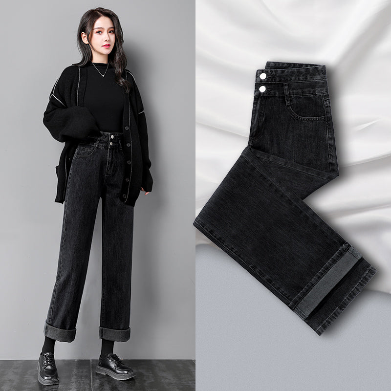 Straight Jeans Women's Clothes New Autumn Loose High Waist Slim And Wild