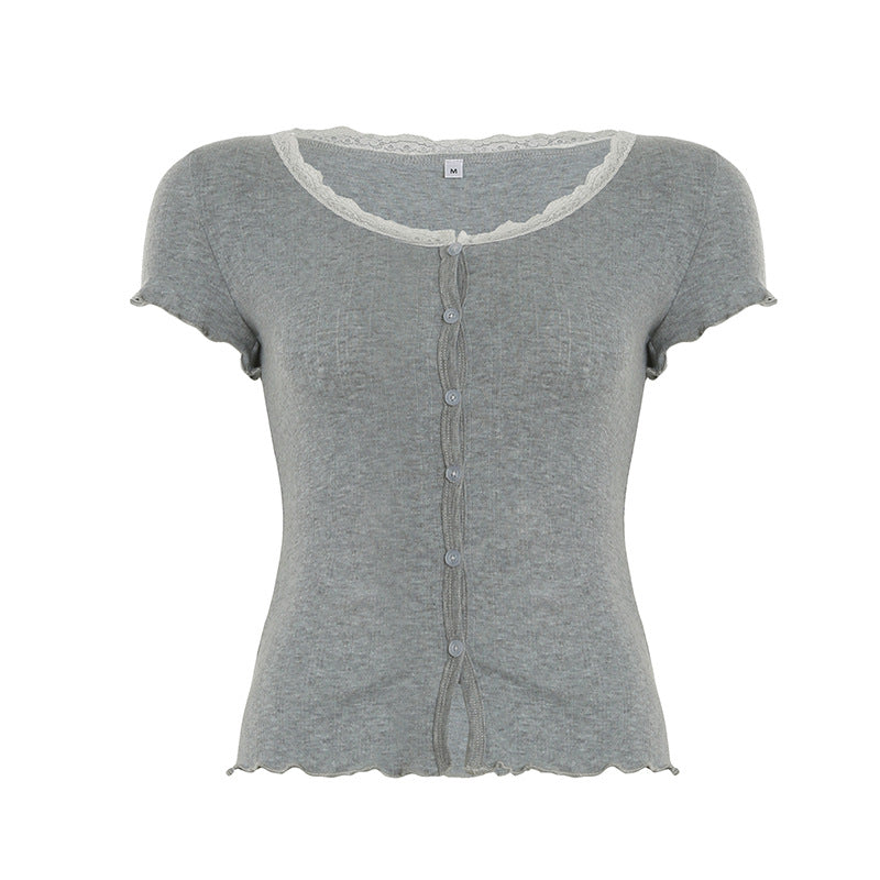U-neck Casual Slimming Hot Girl Top Short