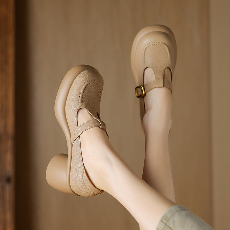 British Style Platform Leather Shoes Women's Leather Low-cut New Spring And Autumn