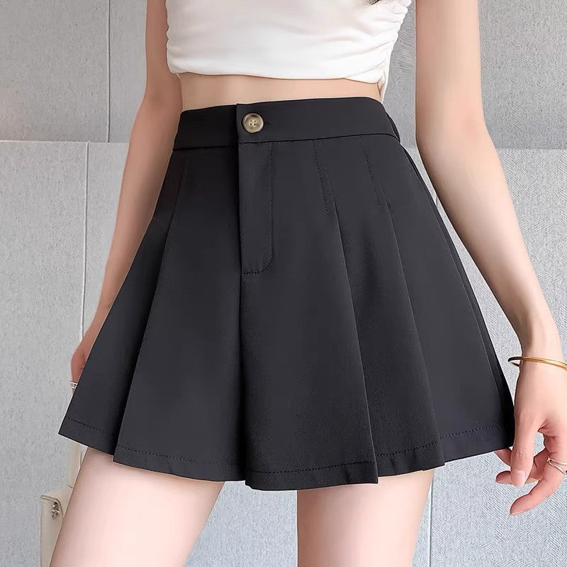 Plus-size High-waisted Figure-flattering Pleated Womens Shorts