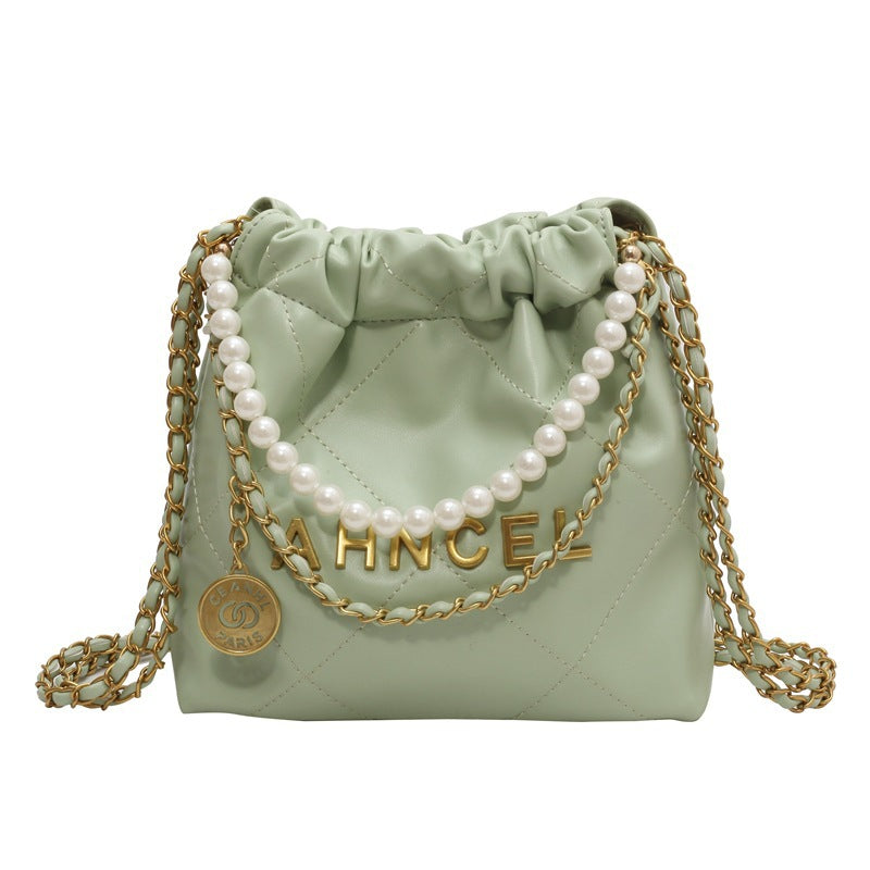 Women's Diamond Chain Messenger Bag Pearl