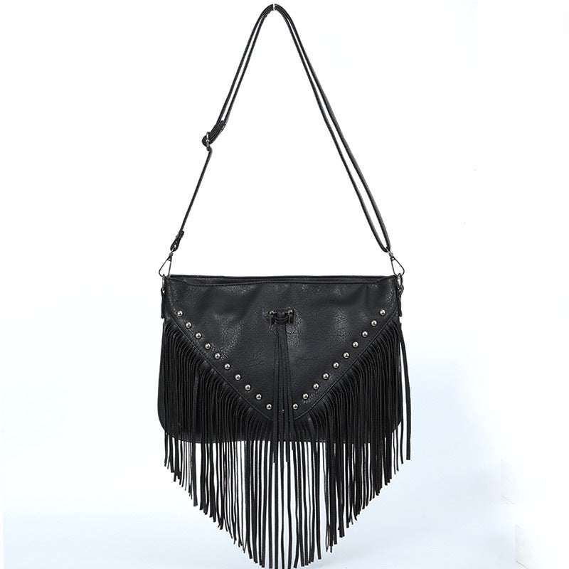 Rivet Soft Leather Tide Leisure Rivet Tassel Bag