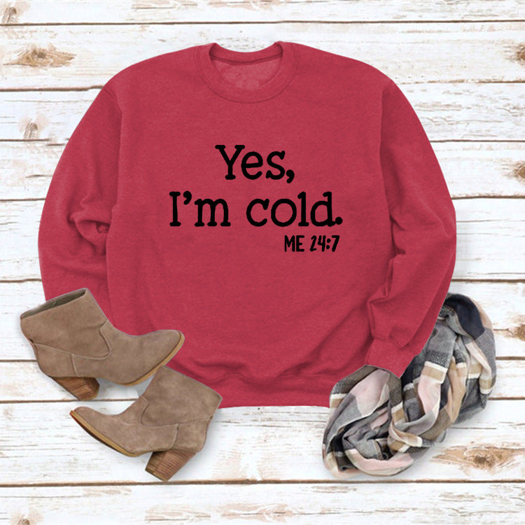 Letter Round Neck Pullover Long Sleeve Sweatshirt