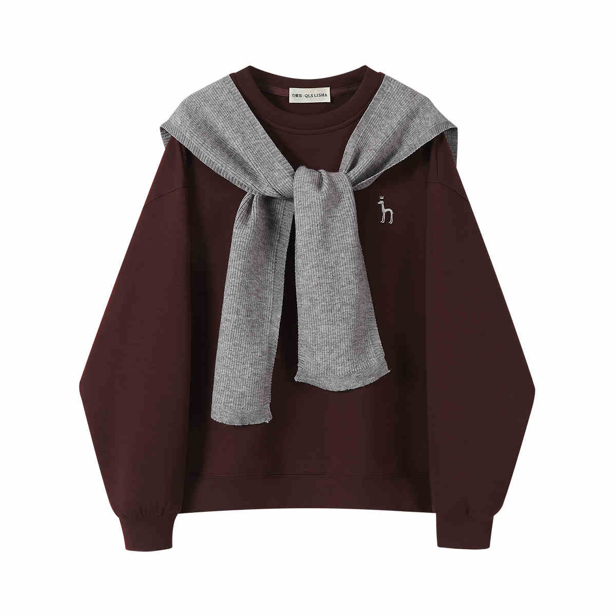 Round Neck Loose Sweatshirt Coat Women's Top