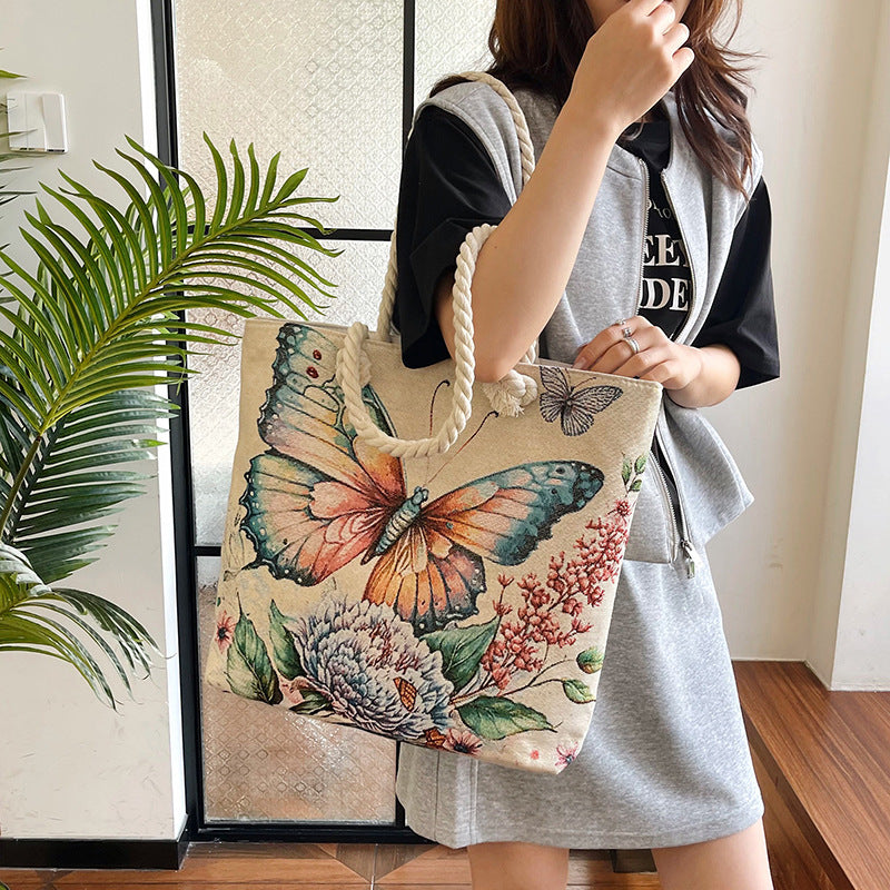 Double Sided Jacquard Embroidered Canvas Tote Bag