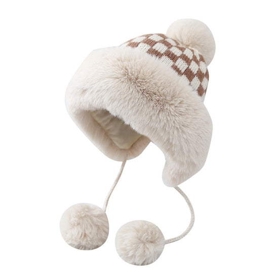 Korean Checkerboard And Fuzzy Lei Feng Hat