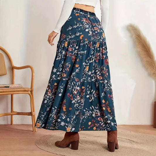 Printed Casual All-match Bohemian Skirt