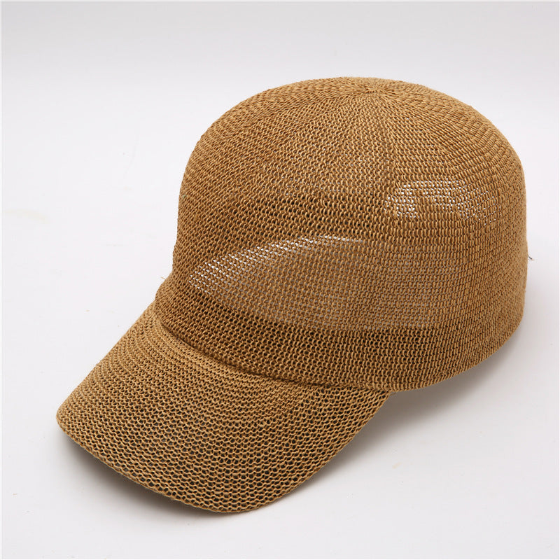 New Hollow Sunshade Sunscreen Solid Color Straw Baseball Hat