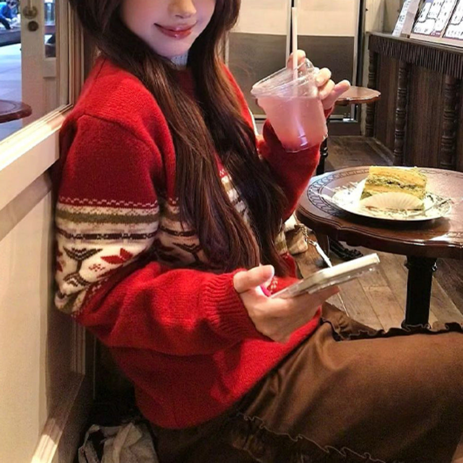 Womens Fashionable Retro Casual Knitted Sweater