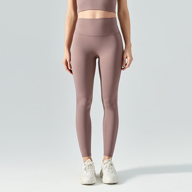 Nude Feel High Waist Belly Contracting Yoga Pants Double-sided Brushed Fitness