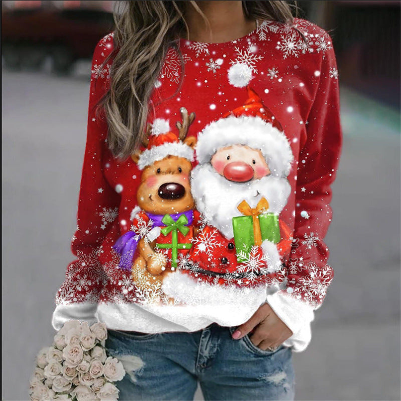 Christmas Women's Sweater 3D Digital Printing Cute Snowman