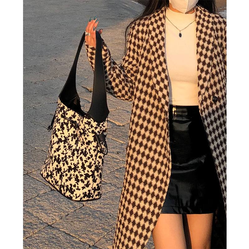 Retro Floral Bucket Bag Female Korean Casual Large-capacity Shoulder Bag Handbag