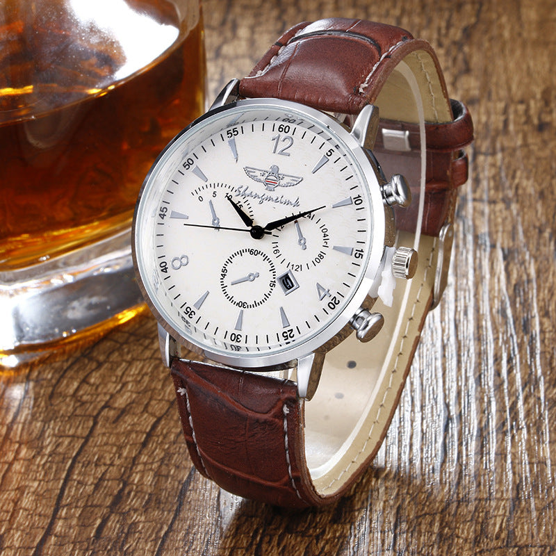 Men's Simple Calendar Leisure Quartz Belt Watch