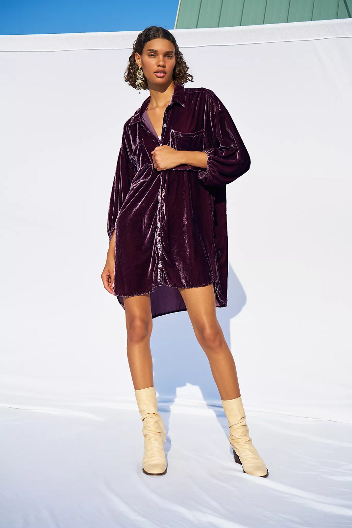 Loose Lantern Sleeve Long Shirt Women's Top