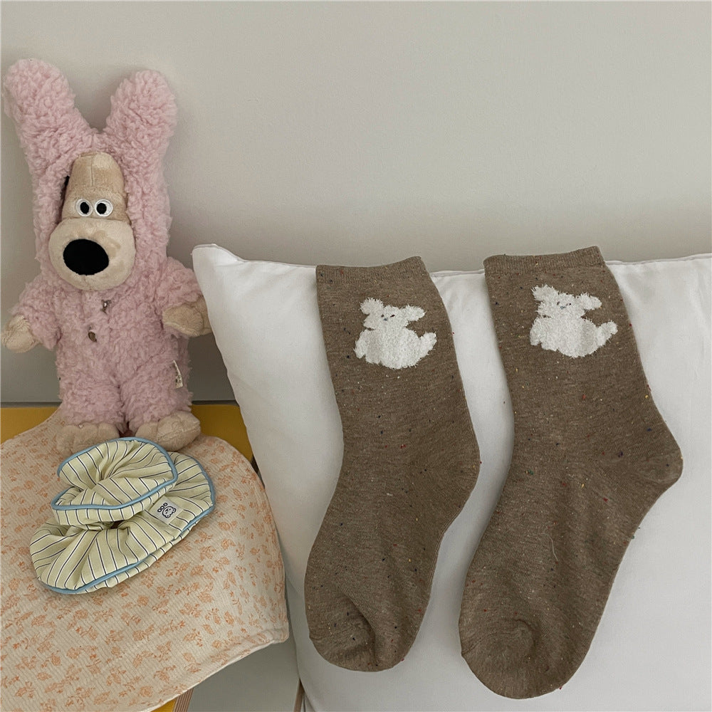 Cloud Dog Cute Girls Mid-calf Length Socks