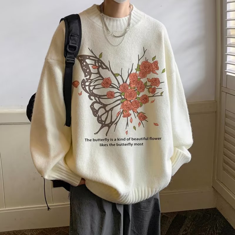 Mens Crew-neck Sweater For Fallwinterideal As A Base Layer