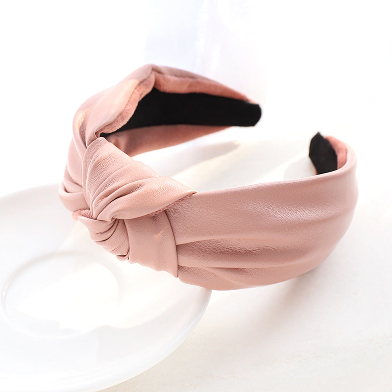 Fashion Solid Color Leather Hairpin Women's Hair Accessories PU Leather Headband