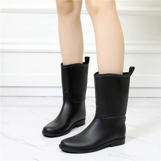 Women's Rain Boots Mid-Tube Water Shoes Overshoes