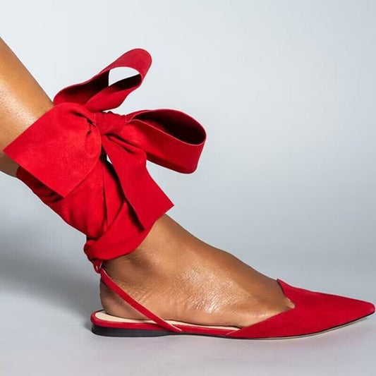 Suede Pointed-toe Outdoor Lace-up Sandals For Women