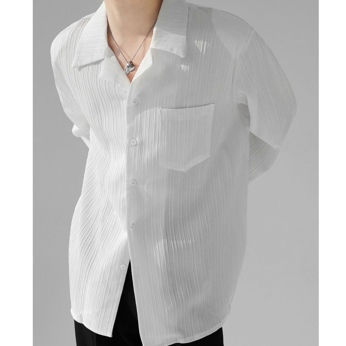Draping Cuban Collar Loose Shirt All-match Texture