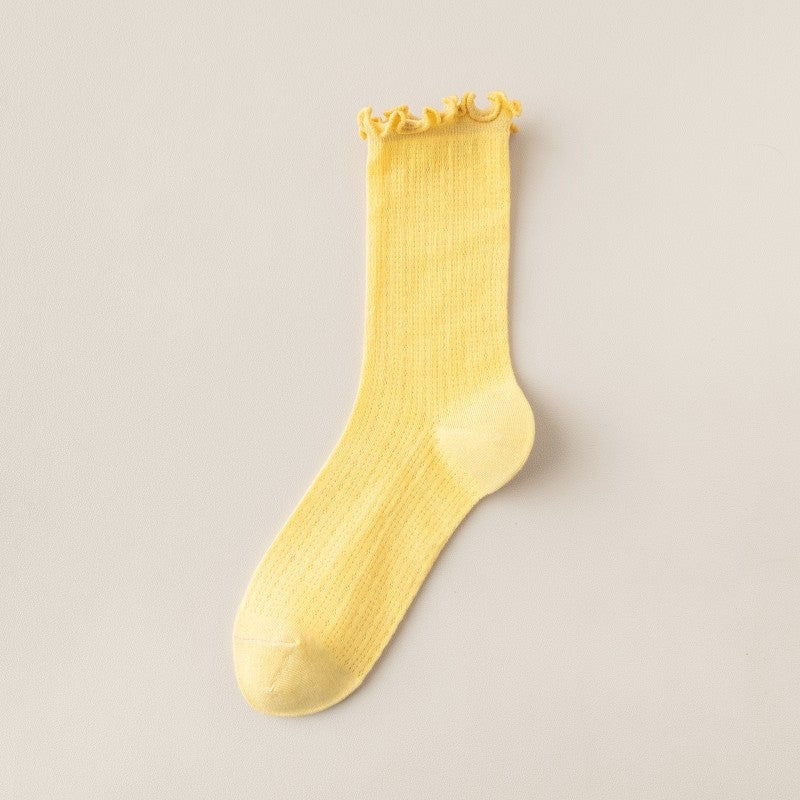 Summer Socks For Children Fungal Edge Thin Mesh Loose Mouth Stacked Breathable Middle Tube Socks