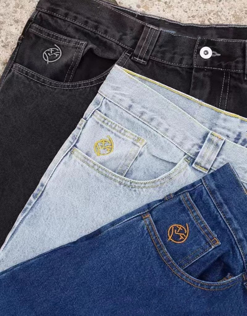 Loose Straight Wide Leg Mid-waist Denim Trousers