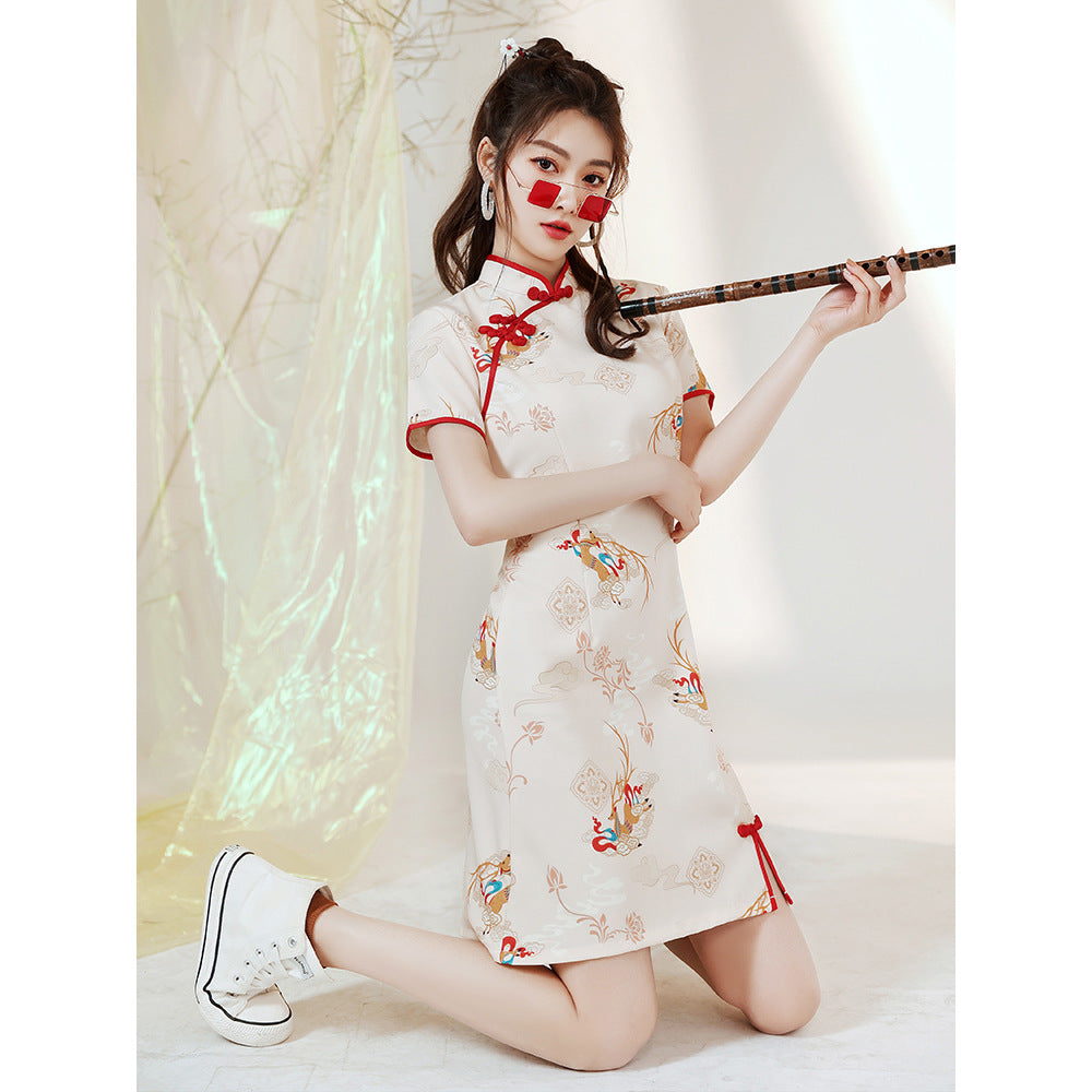 Young Petite Girls Chinese-style Cheongsam Dress