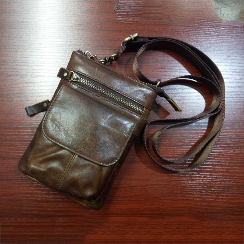 Men's Leather Pocket Multifunctional Small Bag Outdoor Sports One-shoulder