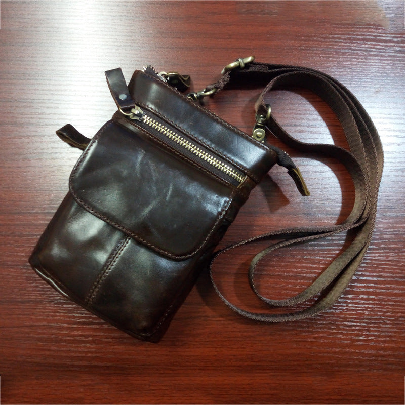 Men's Leather Pocket Multifunctional Small Bag Outdoor Sports One-shoulder