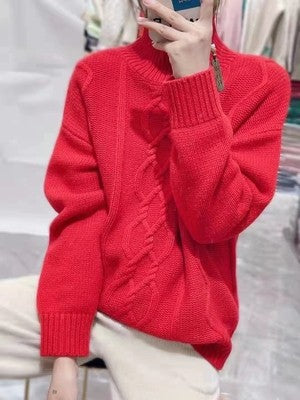 Loose Thick Pullover High Purity Woolen Sweater For Women
