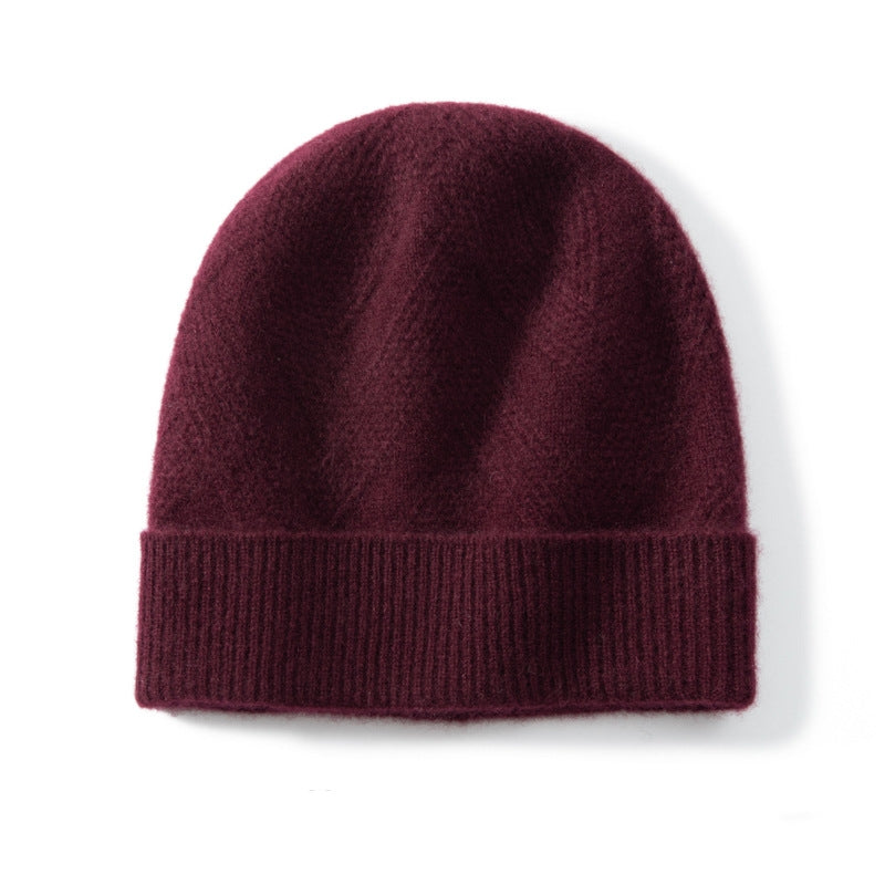 Pure Cashmere Hat Women's Thickened Wool Knitted Twisted Flower