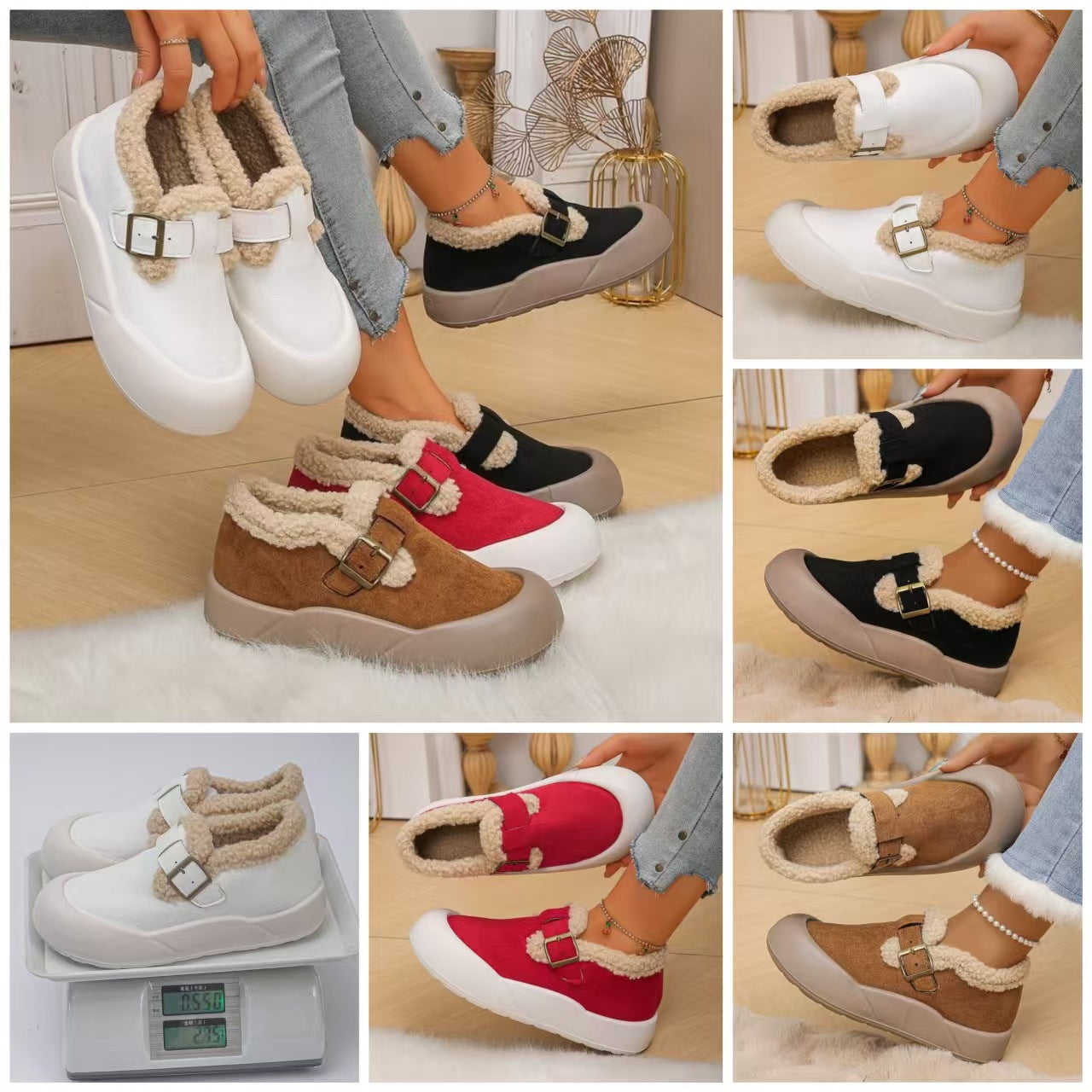 Winter Fleece-lined Non-slip Thickening Thermal Cotton Shoes