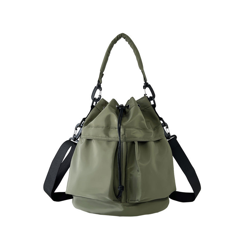 Waterproof Nylon Cloth Drawstring Bucket Bag Large Capacity